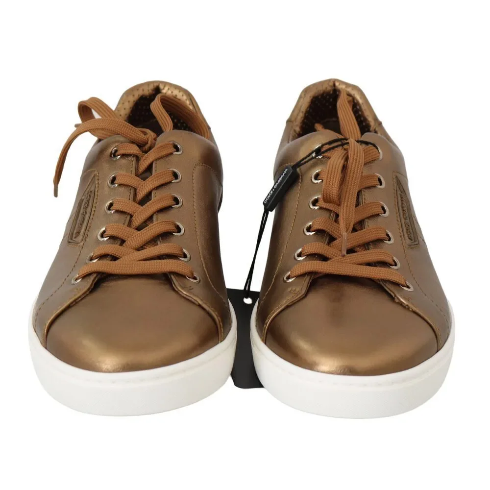 Dolce & Gabbana Golden Metallic Leather Sneakers - Picture 6 of 9